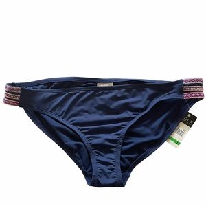 Cole of CA Navy Boho Trim Bikini Bottoms Junior L